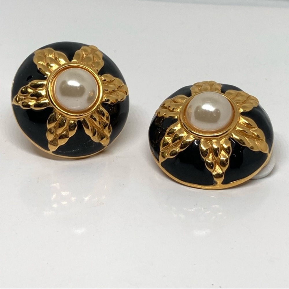 Fendi Black and Gold Vintage-Inspired Earrings